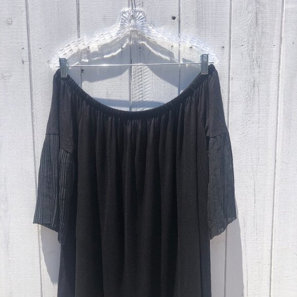 ASOS Off The Shoulder Accordion Bell Sleeve Top Blouse - Picture 2 of 7